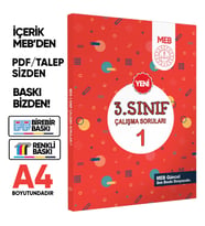 MEB İlkokul 3.Sınıf Çalışma Soruları 1 Tüm Dersler Kazanım Pekiştirme Kitabı BASKI ÜCRETİ