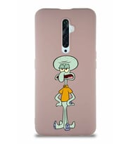 Oppo Reno 2Z Soft Premier Kapak Squidward Dokunaç Tasarımlı Silikon Kılıf - Pudra (Şeffaf)