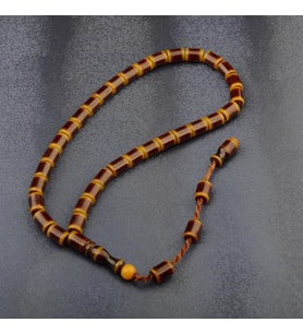 Sistem Püsküllü 10x7 mm Sıkma Kehribar Tesbih