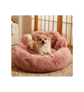 Yumuşak Peluş Kedi ve Köpek Yatağı, 55 cm Rahat Uyku Alanı
