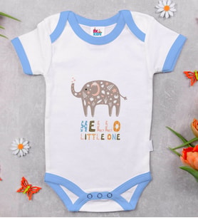 BK Kids Hello Little One Tasarımlı Mavi Bebek Body Zıbın-1