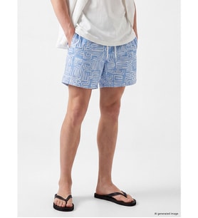 LCW SWIMWEAR Mavi Kısa Boy Desenli Erkek Deniz Şortu