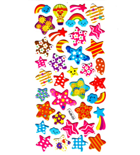 Sticker Kabartmalı Stiker Defter, Planlayıcı Etiket (HL88-025)-17x9cm- Desenli Yıldızlar