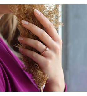 Round Kesim V Montür Rose Gold Sky Diamond Yüzük