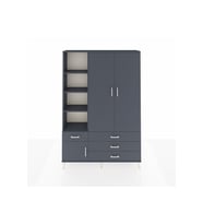Arges Gardrop 5 Raflı 4 Çekmeceli Tek Askılı 132x30x195 Antrasit-Antrasit