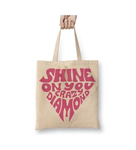Shine On You Crazy Diamond Adesıvo Pink Floyd Beyaz Bez Çanta Uzun Saplı Alışveriş Çantası