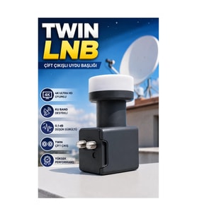 Twin LNB 0.1 dB Ku Band Çift Çıkışlı 4K Ultra HD Uyumlu Uydu Anten LNB