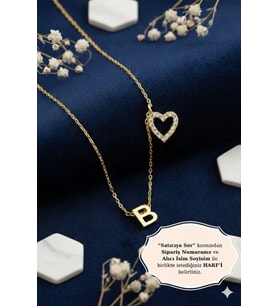 925 Ayar Kişiye Özel Harfli Kalp Kolye.rose.gold.rodaj