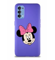 Oppo Reno 4 Soft Premier Kapak Minnie Mouse-C Tasarımlı Silikon Kılıf - Mor (Şeffaf)