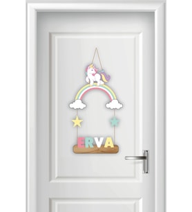 Çocuk & Bebek Odası Unicorn Tasarımlı İsimli Kapı Süsü