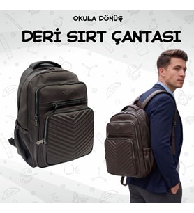 UNİSEX SUNİ DERİ GENİŞ CEPLİ OKUL VE SEYAHATE UYGUN SIRT ÇANTASI