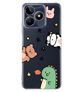 Realme C53 Uyumlu Sevimli Hayvanlar Desenli Şeffaf Telefon Kılıfı