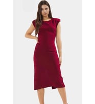 Rahat Bodycon Midi Elbise Viskoz Polyester Elastan Karışımı Zarifane Tasarım Uzun Ömürlü