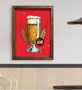 BK Gift Cafe & Bar & Restaurant Konseptli Doğal Masif Ahşap Çerçeveli Tablo 45x65cm-34