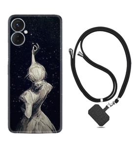Tecno Spark 9T Kılıf Resimli Boyun Askılı İpli Desenli Silikon Star Woman 1332