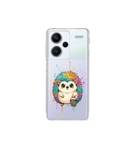 Redmi Note 13 Pro Plus ile Uyumlu Splash Kirpi Tasarımlı Şeffaf Silikon Kılıf