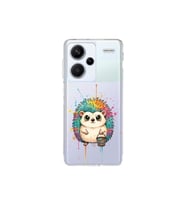Redmi Note 13 Pro Plus ile Uyumlu Splash Kirpi Tasarımlı Şeffaf Silikon Kılıf