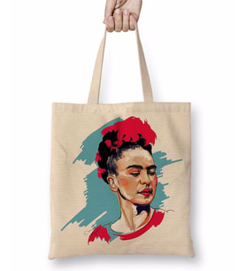 Frida Kahlo 03 Bez Çanta Uzun Saplı