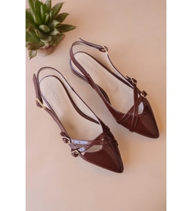 Pably Bordo Rugan ( 2 cm Topuklu ) Sivri Burun Ayakkabı