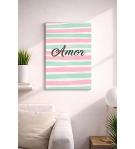 AMOR YAZILI CANLI RENK TASARIMLI  MDF TABLO (27X18)