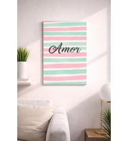 AMOR YAZILI CANLI RENK TASARIMLI  MDF TABLO (27X18)