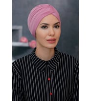 Gül Kurusu Pratik Hazır Geçmeli Tesettür Bone Sandy Kumaş Taçlı Büzgülü 1208_18