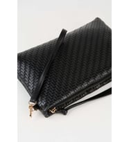 Kadın Bellis Örgü Siyah Astarlı Suni Deri Bilek Askılı Portföy El Ve Clutch Çanta