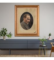 Altın Varaklı Paspartulu Çerçeveli Tablo rv467