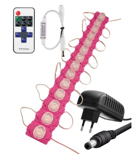 20 Adet 24 Volt 1,5 Watt Tek Lensli Pembe 3030 SMD Led Modül 12A Tek Renk RF Dimmer 2A Priz Tipi Ada