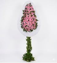 Tek Katlı  Pembe Gerbera Çelenk
