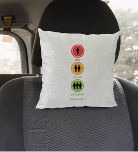 BK Gift Kişiye Özel İsimli Bad God Excellent Tasarımlı Kare Araç Koltuk Yastığı-1