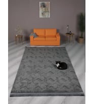 Lara Bukleli Desenli Yumuşacık Peluş Halı Salon Oturma Odası Mutfak Koridor Halısı 9401D Antrasit