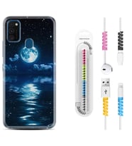 Samsung M21 M22 M23 M30 M31S M32 Kılıf Kablo Koruma Spiral Silikon Night Moon 1133