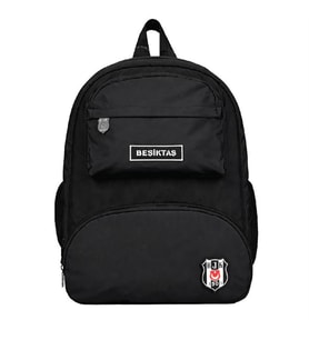 Beşiktaş Konkav Cep Detaylı Siyah Sırt Çantası 26345