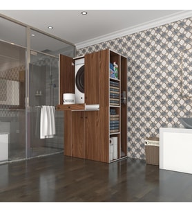 Kenzlife çamaşır-kurutma makinesi dolabı biruni cvz 187*110*60 çekmeceli raflı banyo (Beyaz)