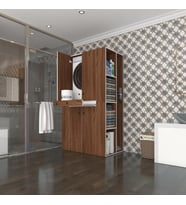 Kenzlife çamaşır-kurutma makinesi dolabı biruni cvz 187*110*60 çekmeceli raflı banyo (Beyaz)