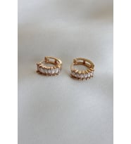 Baget Zirkon Taşlı Gold Küpe