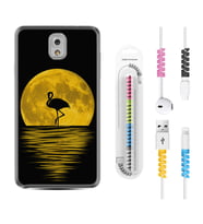 Samsung Note 3 4 5 8 9 20 Ultra 10 Lite Kılıf Kablo Koruma Spiral Silikon Ay ve Flamingo 1775