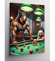 Kanvas Tablo Bilardo Masasında Köpekler