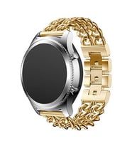 ​​Amazfit Pace GTR 2 2E Lite 47mm Kordon Cowboy Zincir Metal Kordon 17 (Gold)