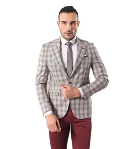 Tek Düğme Geniş Sivri Yaka Bej Ceket - Wessi (Kahverengi)