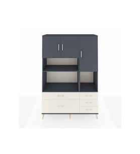 Hyperion Dolap 8 Raflı 5 Çekmeceli 3 Kapaklı 132x44x195 Antrasit-Antrasit/Aytaşı