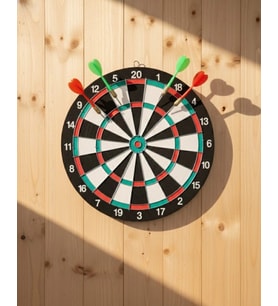 15 İnç Dart Tahtası 4 Metal Uçlu Dart Oku Dayanıklı Ahşap Gövde