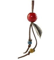 Sevgiliye Hediye Hand Made Seramik Taş Deri ipli Kadın Kolye (Kırmızı)