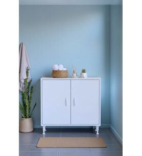 Eliusta Nirat 75 cm 4 Bölmeli Beyaz Banyo Mutfak Dolabı 3 Raflı Kapaklı Çok Amaçlı Dolap 75x75x32,5 cm