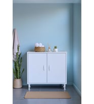 Eliusta Nirat 75 cm 4 Bölmeli Beyaz Banyo Mutfak Dolabı 3 Raflı Kapaklı Çok Amaçlı Dolap 75x75x32,5 cm