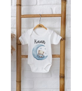 Pia Baby Premium %100 Pamuk İsme Özel Organik Baskılı Çıtçıtlı Bebek Body Zıbın Modelleri 5071-16 (Ekru)