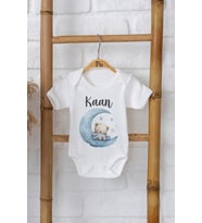 Pia Baby Premium %100 Pamuk İsme Özel Organik Baskılı Çıtçıtlı Bebek Body Zıbın Modelleri 5071-16 (Ekru)