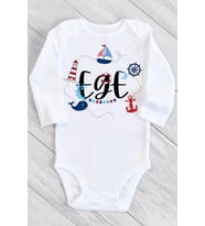 Unisex Bebek Deniz Ege Temalı Çıtçıtlı Body