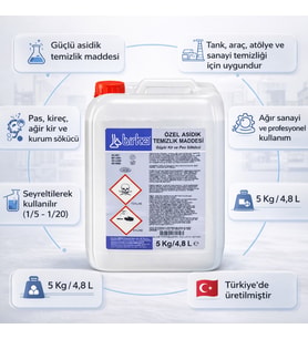 Birka Özel Asidik Temizleyici 4 Adet x 5 Kg – Ağır Kir ve Pas Temizleyici (Profesyonel Kullanım)